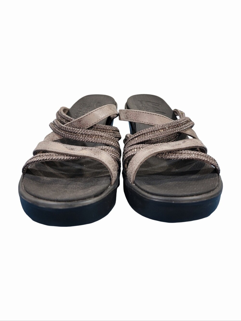 Skechers Cali Rumble On Classy Way Pewter Wedge Sandals Multi Strap Slide Womens - Picture 5 of 15